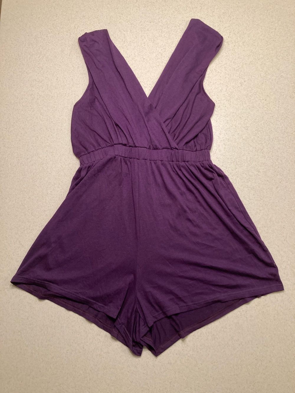 NWT Loveu.Dear Sleeveless V-Neck Purple Romper w/ Elastic Waist Women Size XL